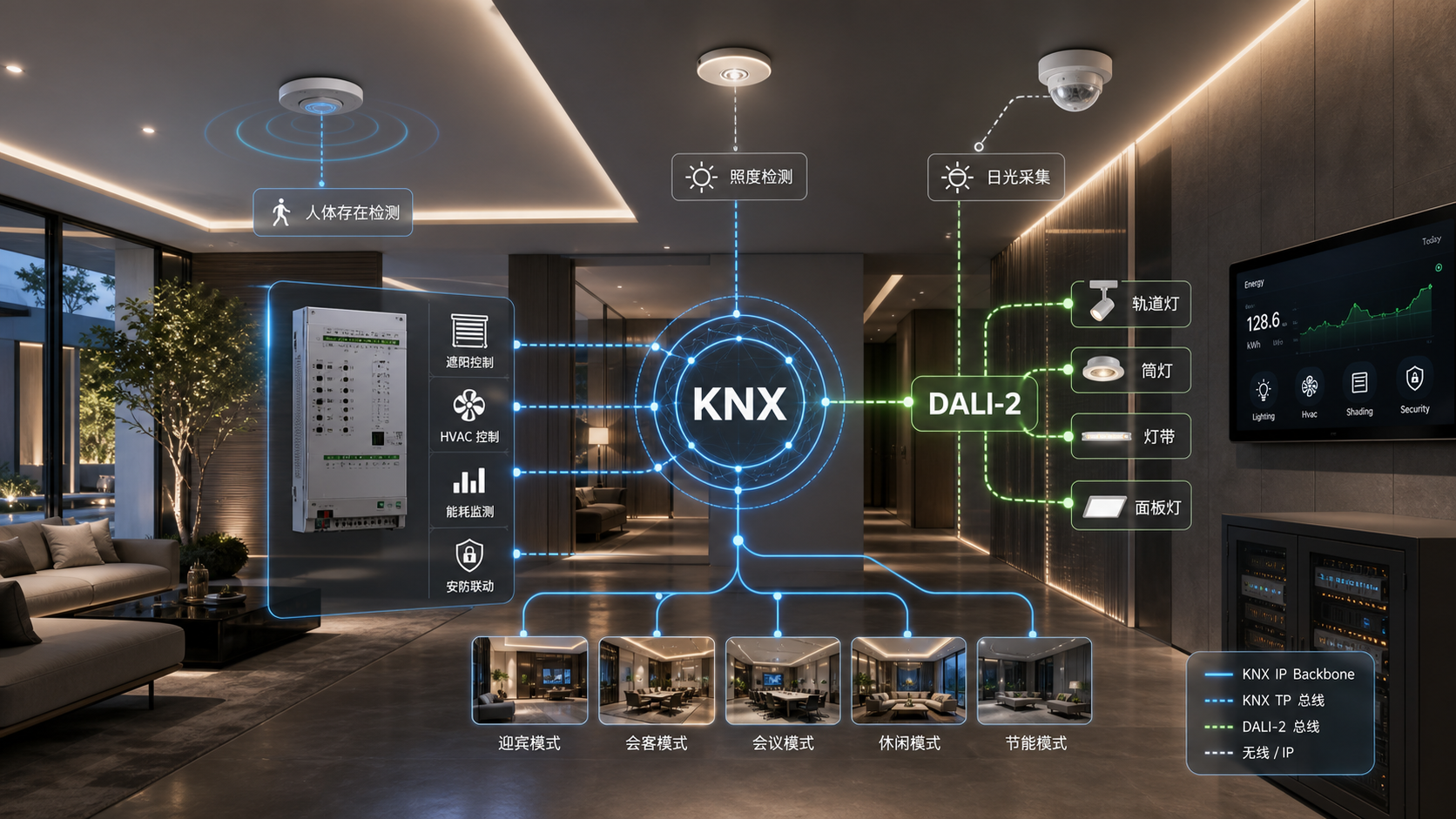KNX + DALI-2:大型智能化项目里,照明和传感器正在变成“空间感知系统”
