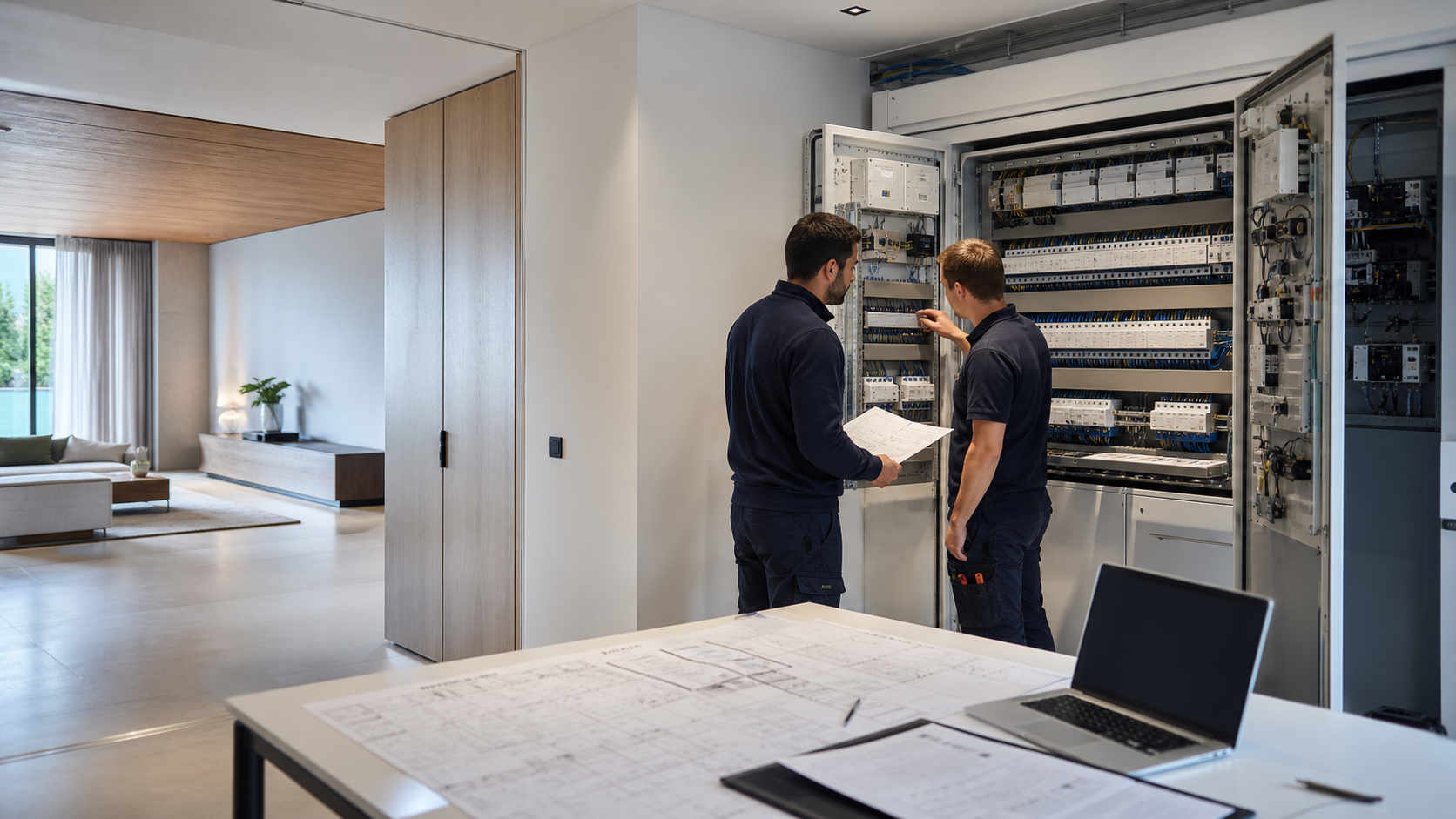 KNX 工程师进行控制柜与住宅系统交付