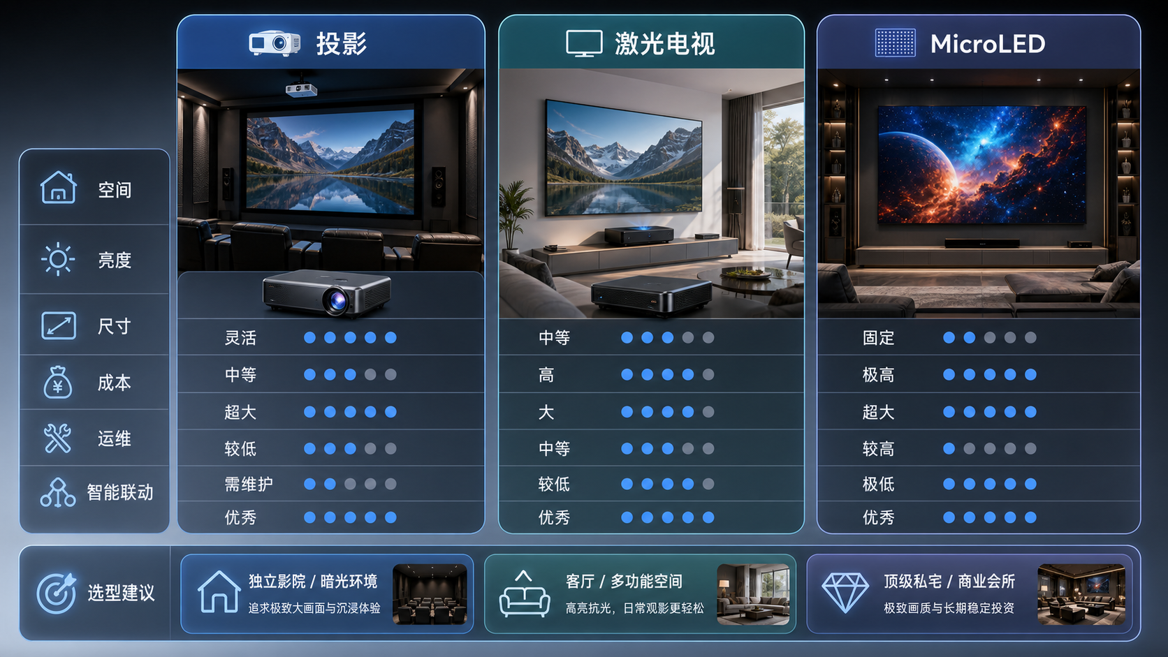 智能影院大屏选型对比图