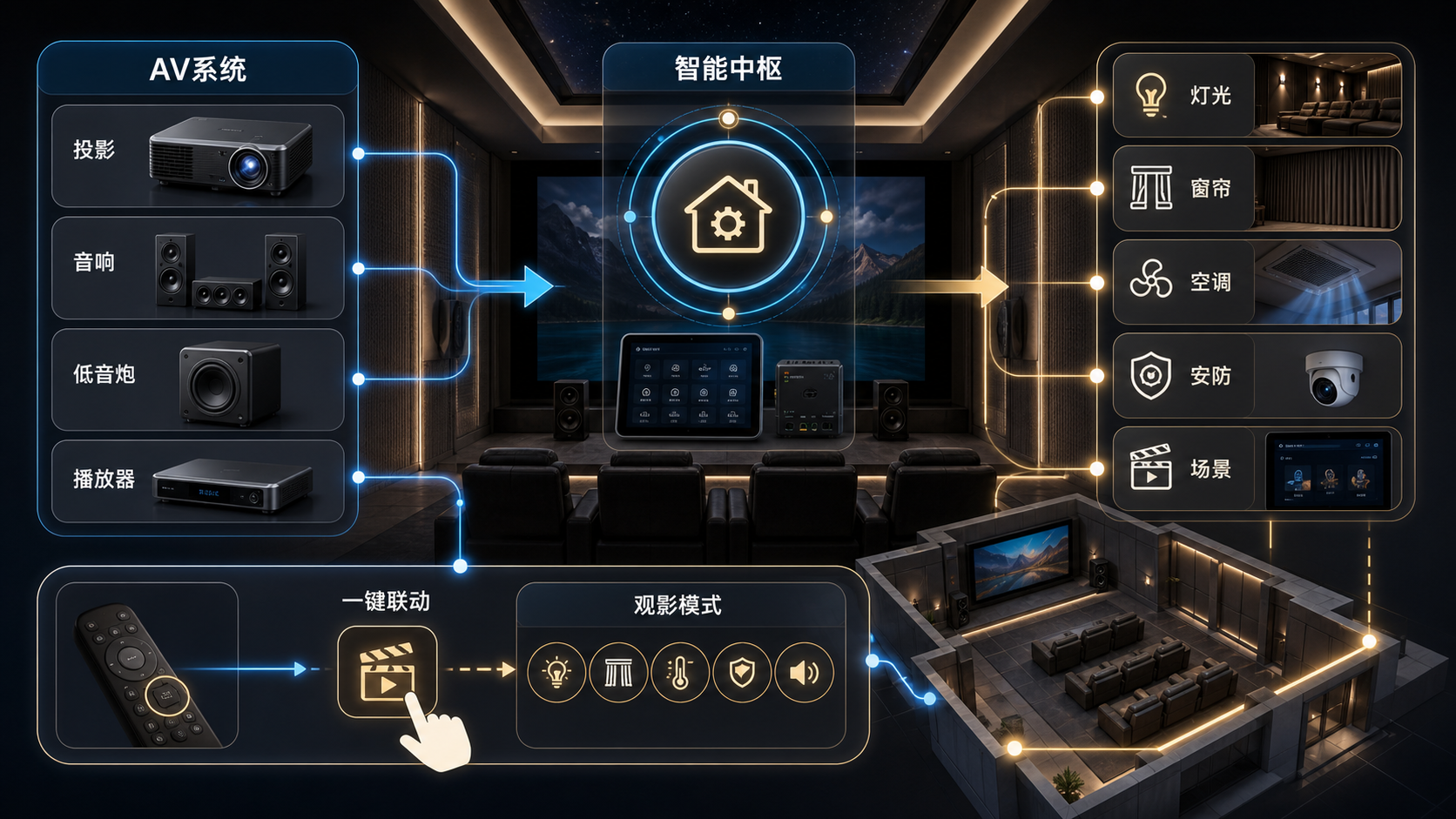 别墅智能影院系统架构图