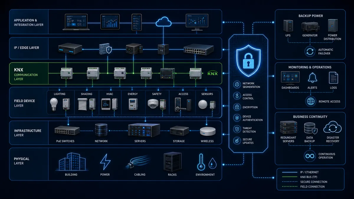 KNX secure resilient building automation layers